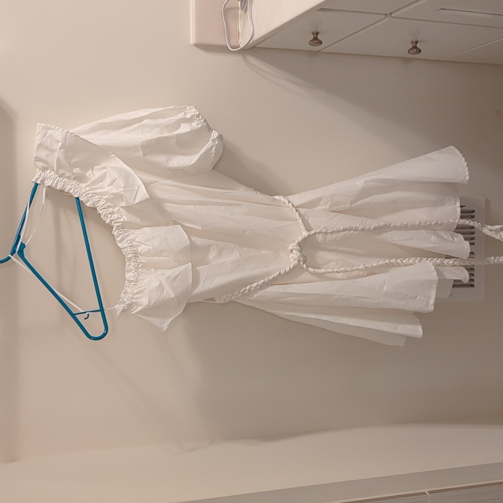 Off the shoulder white dress with braided belt, RHODE X Target